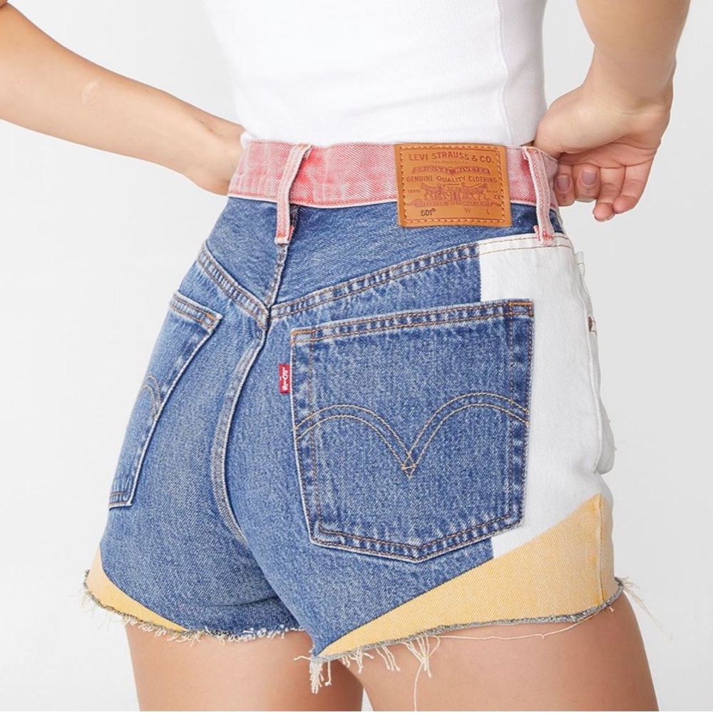 Levi’s 501 Denim Colorblock High Rise Shorts - Picture 4 of 5